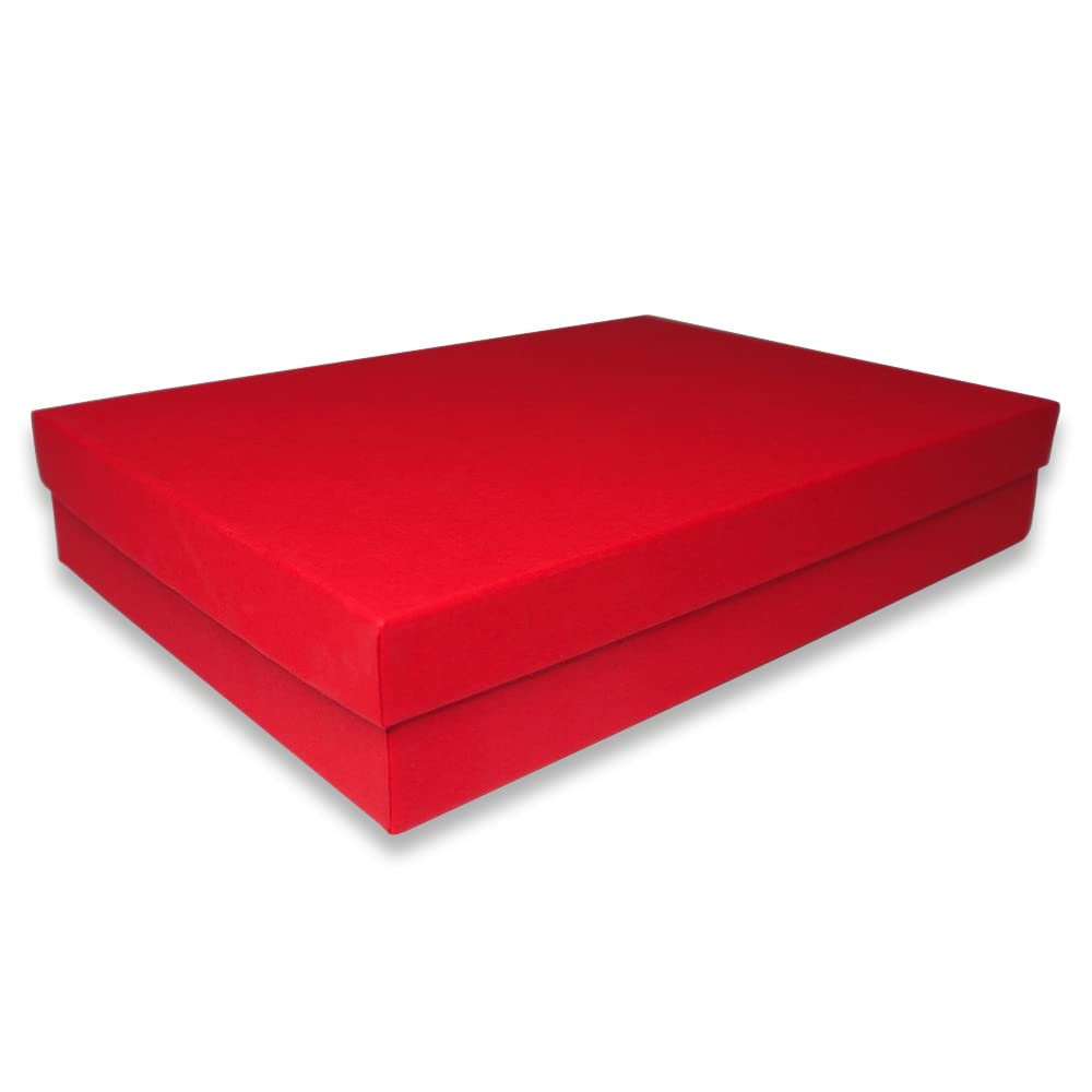 N'icePackaging - 5 Qty - Macaw-Red Cotton Filled Gift Boxes - Size 7" x 5" x 1 1/4" - USA Made - Holidays/Birthdays/Sales/Storage/Display/Travel