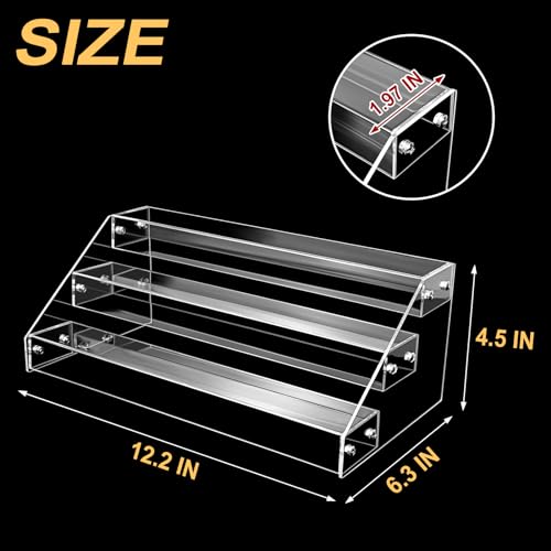 Acrylic Riser, 12 Inch 3 Tier Clear Perfume Organizer, Skincare Organizer, Cupcake Stand, Sturdy Shelves for Display Decoration and Organization