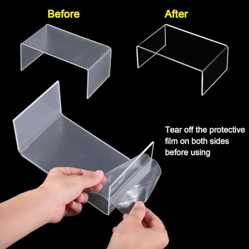 Chuangdi 20 Pcs Acrylic Display Risers, Clear Product Stand, Jewelry Display Riser Shelf Showcase Fixtures for Figure Dessert Cupcake Candy Action Showcase(Super Large Set) - color: Clear, size: Super Large Set