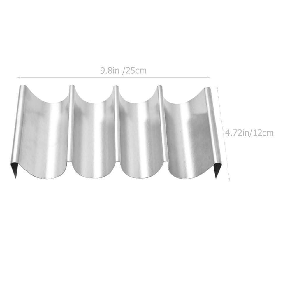 DEARMAMY Stainless Taco Holder Multi-Slot Taco Stand 9.84 Inch Compact Rack for Tacos Pancakes Hot Dogs Serving Home Restaurant Use