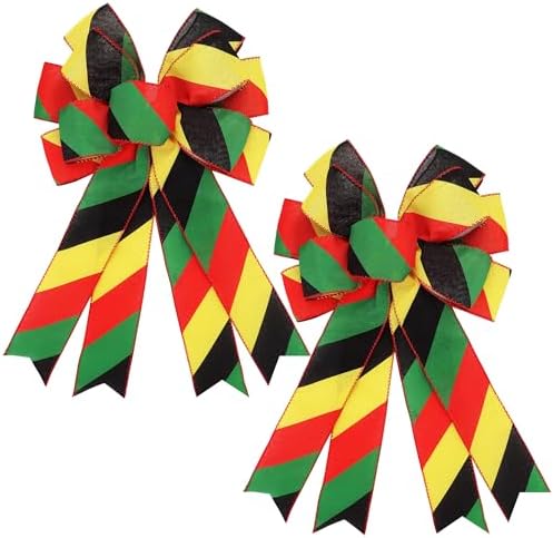 2PCS Large Black History Month Juneteenth Wreath Bows for Front Door Decor