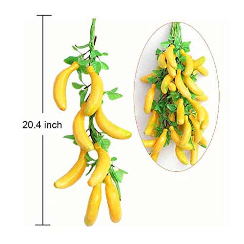 2 Pack Lifelike Simulation Bananas Fake Fruit Hanging Artificial Bananas Home Kitchen Shop Display Photo Props Decorations