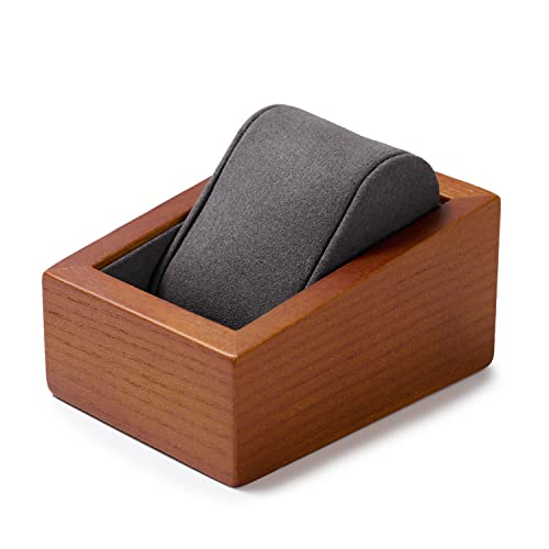 Oirlv Solid Wood Single Watch Display Stand Showcase Jewelry Stand Watch Holder with Pillow(Square Single, Grey) - color: Grey, size: Square Single