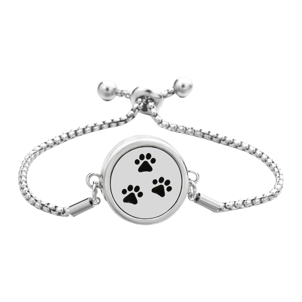 Pyasuye Stainless Steel Adjustable Bracelet Essential Oil Diffuser Pendant Handchain Stylish Wristchain Fashion Jewelry
