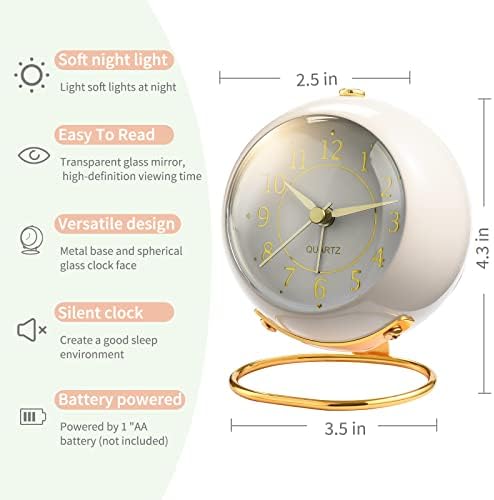 Tetino Analog Alarm Clocks,Retro Backlight Cute Simple Design Small Desk Clock with Night Light,Silent Non-Ticking,Battery Powered,for Kids,Bedroom,Travel,Kitchen,Bedside Desktop. (Blue)