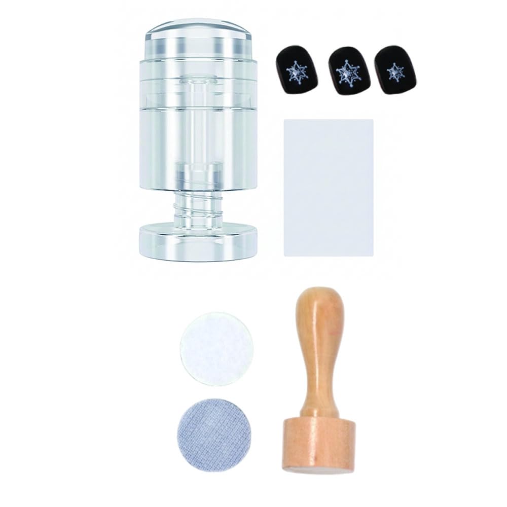 Vantico Professional Rotating Nail Art Stamper Kit, Clear Silicone Head, Adjustable Pattern Size, DIY Manicure Tool with Cleaner stamper’s Sensitive Skin Friendly,for Home Salon