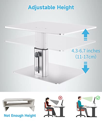 BoYata Monitor Riser Stand, Adjustable Height Metal Desktop Stand Storage Organizer Compatible with TV, PC, Laptop, Computer, iMac, and All Screen Display-Silver - color: Silver