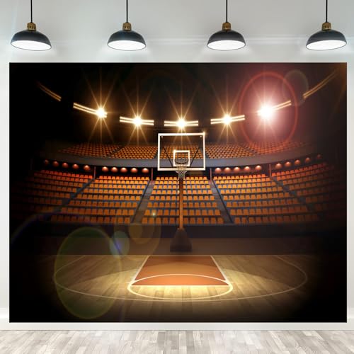 Basketball Backdrop Basketball Arena Photography Background Sports Theme Party Decoration Photoshoot Kids Boys Photo Booth Props 5x3ft - size: 5X3FT
