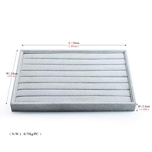 Oirlv Velvet 7 Slots Ring Earrings Studs Tray Showcase Display Jewelry Organizer - size: 7 Slot Ring Display
