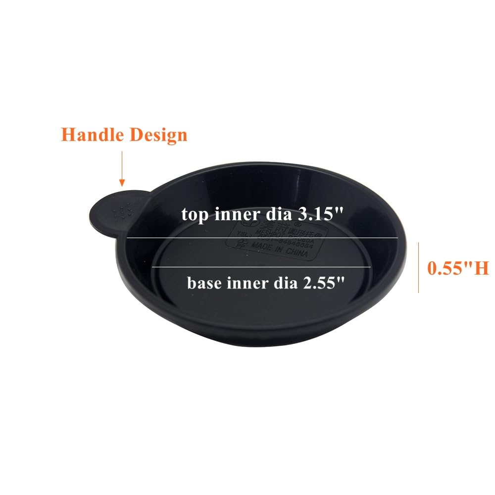 BangQiao 30 Pack 3.15 Inch Plastic Tiny Round Plant Pot Saucer Tray for Indoor and Outdoor Plants, Black