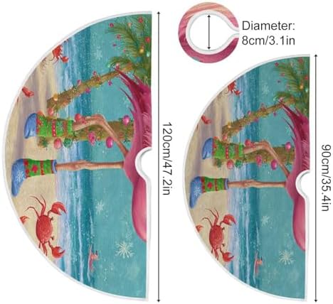 Pfrewn Christmas Tropical Flamingo Palm Tree Crab Christmas Tree Skirt 36" Farmhouse Winter Large Xmas Tree Skirts Mat for Welcome Holiday Party Supplies Rustic Ornaments Indoor Home Decor