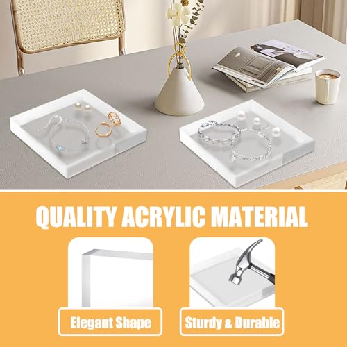 4 Pack 6 x 6 x 1 Inch Acrylic Blocks for Display, Acrylic Base Stand, Clear Polished Acrylics Cubes, Jewelry Displays Stand Pedestal Stand for Collectibles Jewelry Props Plant Display