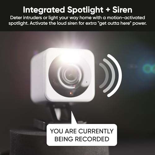 WYZE Cam v4 (Latest Model), 2.5K AI Security Camera, Indoor/Outdoor Cameras for Home Security, Baby Monitor & Pet Camera, Vibrant Color Night Vision, No Subscription Required, Free Expert Help
