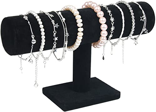 ChezMax Necklace Jewelry Display Jewelry Stand Hovering T-Bar Bracelet Holder for Home Organization - color: D-Black Velvet