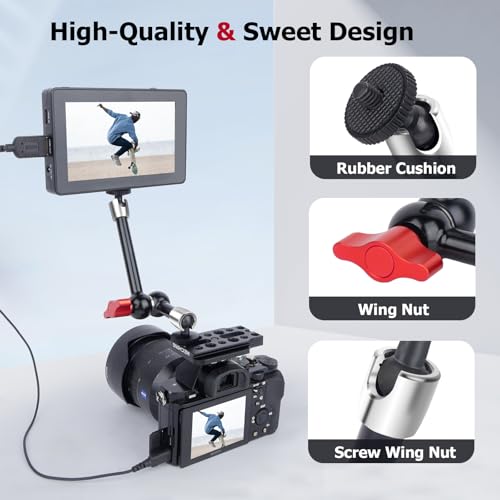 9" Cold Shoe Magic Arm with 360° Ball Joint, Extended Stainless Steel Friction Arm for Camera Cage Rig, LED Panel, Monitor Mount – Vlog Studio Photography-87002 - size: 9" Magic Arm