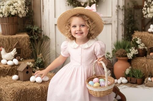 Kate 7x5ft/2.2x1.5m Easter Backdrop for Photography Barn Wooden Door Eggs Photoshoot Background Photo Video Studio Props - size: 7x5ft