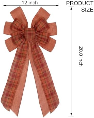 2 PCS Large Fall Bows for Wreath Fall Wreath Bow Tree Topper Bow