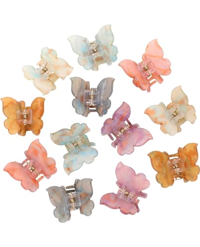 Sequins Butterfly Hair Clips - 12PCS Small Clamps for Thin Hair Styling Accessories, Classic Claws for Women & Girls - color: Sequins(Butterfly)