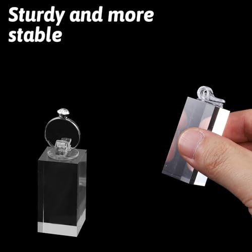 7 Pcs Clear Ring Holder, Crystal Acrylic Cube Ring Display Stand for Jewelry Showcase, Engagement Wedding Rings, Perfect for Store Countertop, Photography, and Gift Presentation - color: Cube