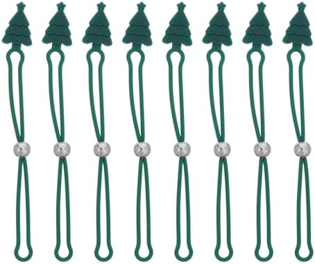 Garneck 8pcs Adjustable Non-Slip Silicone Christmas Ornament Hooks Reusable Bauble Hangers with Cable Ties Strap for Indoor and Outdoor Tree Decorations