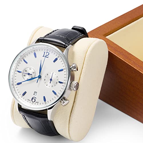 Oirlv Solid Wood Double Watch Display Stand Showcase Jewelry Stand Watch Holder with Pillow(Square Double, Creamy-white) - color: Creamy-white, size: Square Double