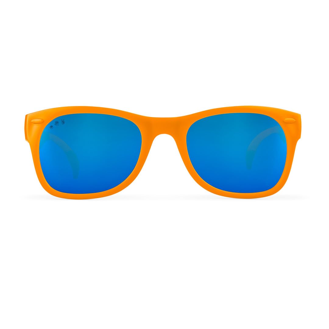Blippi Baby Mirrored Sunglasses - Unbreakable Polarized Orange Glasses for Active Kids Ages 0-2 - BPA Free UV Protection