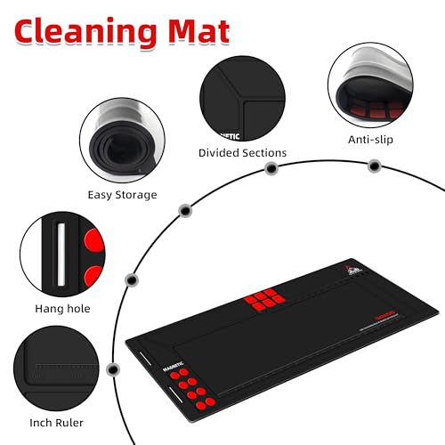 Rifle Gun Cleaning Mat, Magnetic Anti-Slip Rubberized Mat with Organizer Parts Tray