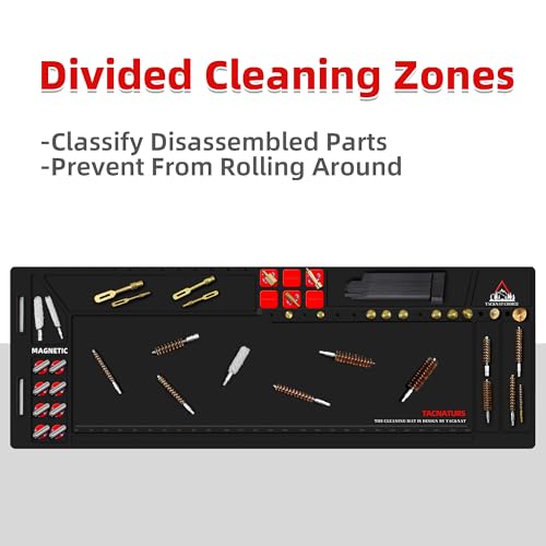 Rifle Gun Cleaning Mat, Magnetic Anti-Slip Rubberized Mat with Organizer Parts Tray