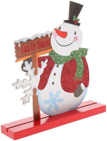 1pc Christmas Wooden Table Ornament Creative Snowman Design for Home Office and Party Decoration Friends and Boys and Girls Cartoon Desk Decoration for Festive Atmosphere