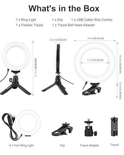 PULUZ Video Conference Lighting Kit, Ring Light for Monitor Clip On Lights, Remote Working, Distance Learning,Zoom Call, Self Broadcasting and Live Streaming, Computer Laptop Video Conferencing