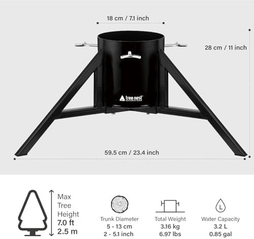 Ree Nest Christmas Tree Stand Base Tree Holder Modern Design for 8.5ft Real Trees Steel Stable for Xmas Tree Decoration Geometric (Medium, Black)
