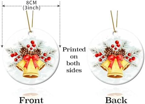 Ceramics Ornaments Christmas Bowling Ball Ho Ho Ho Santa Hat Customized Round Ceramic Ornament for Bowling Lovers Xmas Gift Holiday Ornament for Home Christmas Tree Decor