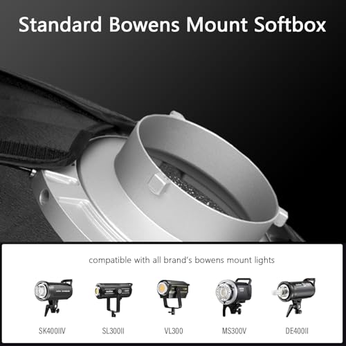 Godox 16" Small Square Softbox Quick Release, UL 40x40cm Universal Bowens Mount Soft Box Fast Setup for Studio Photography, Streaming, Video Lights with Diffusers/Honeycomb Grid/Diffuser Plate - size: 40x40cm /16"