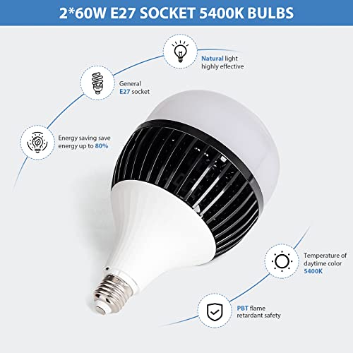 HPUSN Softbox Photography Lighting Kit, 30"X30" Softbox Lighting Kit, 2pcs E27 Socket 5400K LED Bulb, Photo Studio Light for Portrait Lighting, Photography/Video Recording/Live Streaming/YouTube - size: SB02-6