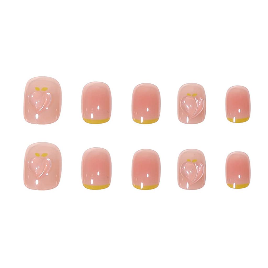 RikView Short Press on Pink Fake Nails - French Tips, Square, Full Cover for Women (24 PCs)