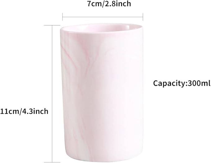 Ceramic Toothbrush Holder, Bathroom Cup, Drinking Mug, Coffee Cups, Marble Pattern Pen Holders, 300ml/Pcs (Pink)