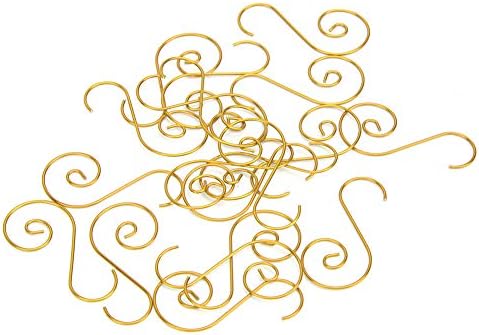 Jiawu 60pcs Metal S Shape Hooks for Christmas Tree Decorations (Gold)