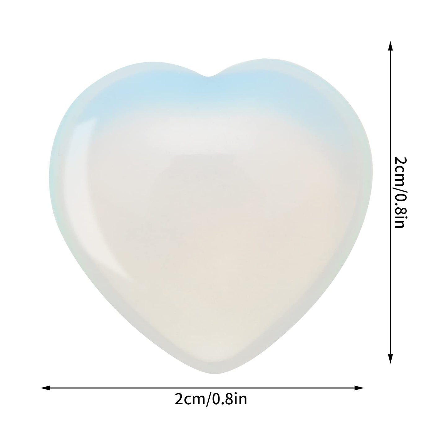 Marrywindix 15 Packs 0.8 Inch Healing Crystal Natural Opalite Heart Love Carved Palm Worry Stone Chakra Reiki Balancing