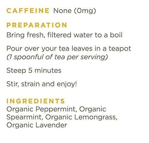 Golden Moon Tea Organic Mint Medley Herbal Tea - Caffeine Free - Loose Leaf, Non GMO - 1 Pound (192 Servings)