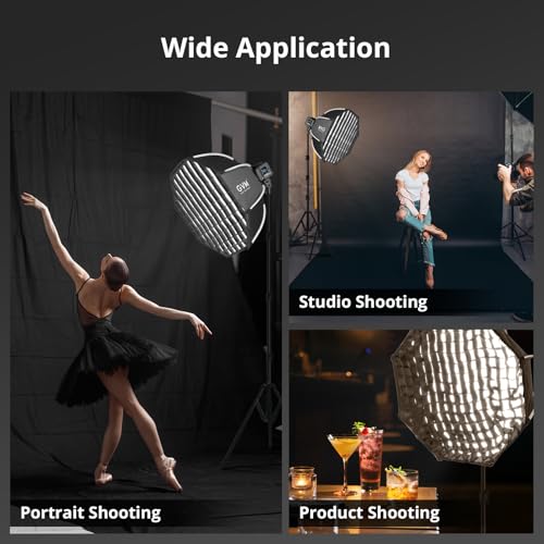 GVM 25.6inch/65cm Octagonal Softbox, Quick Release Bowens Mount Softbox with Diffusers/Honeycomb Grid/Carrying Bag, Light Dome Compatible with LED Video Light/Spotlight/Flash for Photography Studio
