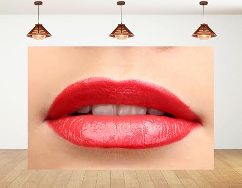12x8ft Red Lips Backdrop Beauty Makeup Photography Background for Cosmetic Themed Party Photo Booth Decorations Tapestry Photo Booth Props - size: 12x8ft