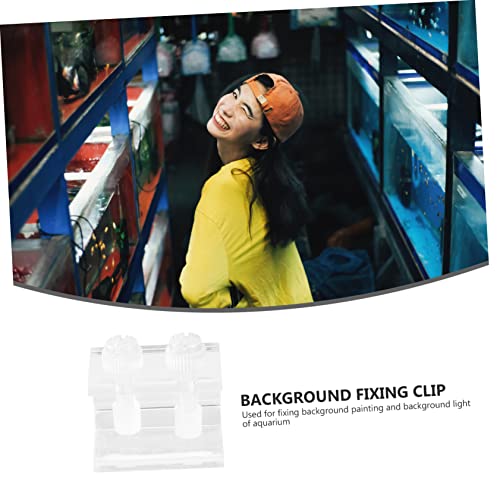 HANABASS 2Pcs Transparent Acrylic Fish Tank Backdrop Clips Durable Aquarium Background Fixing Clamps Easy to Install Suitable for Front Back Use for Fish Tank Decor