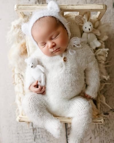 Newborn Photography Props Bed Prop White – Mini Wooden Baby Photography Bed for Newborn Photoshoots, Clean Classic Posing Prop for Studio or Home Sessions - size: Mini Bed White