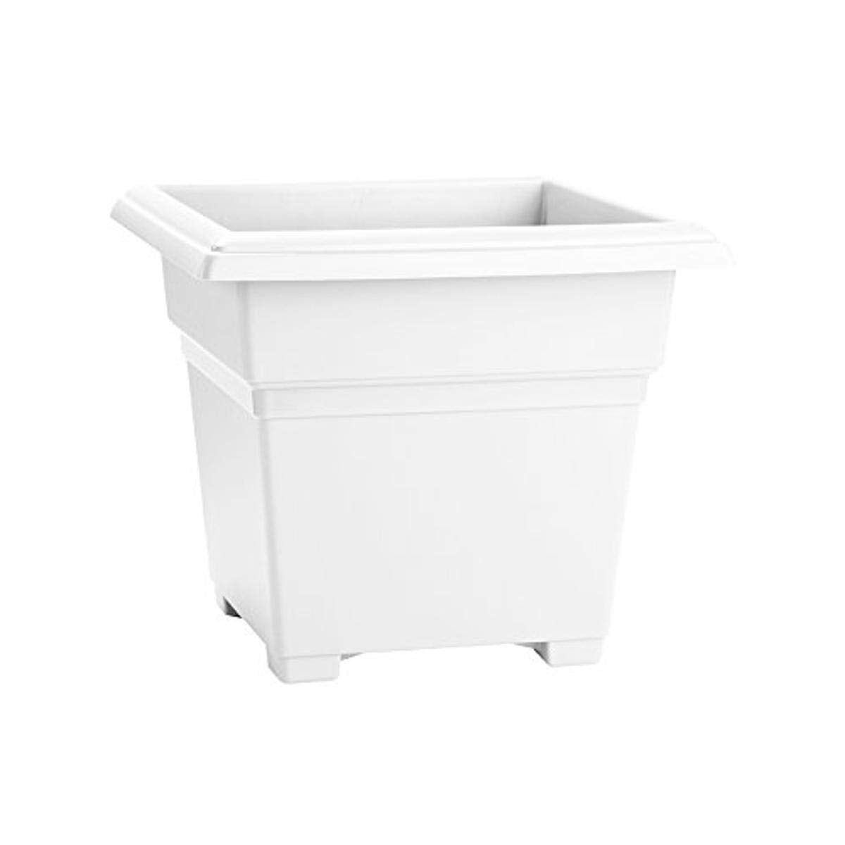 Root & Vessel Countryside Square Tub Planter, White, 14-Inch