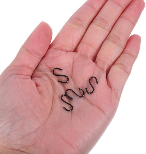 FENICAL 150pcs Mini Black Metal S Shape Hooks for Hanging Ornaments