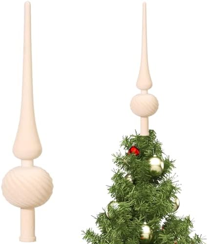 Sumind 11" Christmas Finial Tree Topper Vintage Beige Velvet Ornament