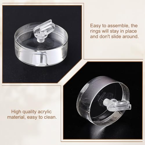 AHANDMAKER 2Pcs Clear Acrylic Ring Holder, Oval Ring Holder Blocks with Clip Ring Showcase Display Holder Rings Stand Jewelry Storage Organizer Display Riser Stand for Jewelry Ring - style: Oval