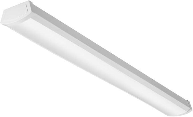Lithonia Lighting 4 Foot LED Light Fixture, Low-Profile LED Wraparound Flush Mount Ceiling Light, 2700K Soft White, 120V, 48-Inch (FMLWL 48 827)