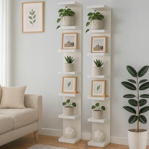 LitaEther Versatile 7 Tier Wall Shelf Unit,White Lack Wall Shelf,Display Floating Shelf with Round Edge - color: White, size: 7 tier