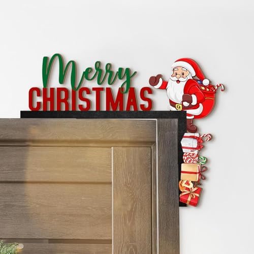 1. Handcrafted Wooden Santa Door Hanger for Christmas Holiday Home Window Wall Decoration Creative Holiday Door Hanger Ornament